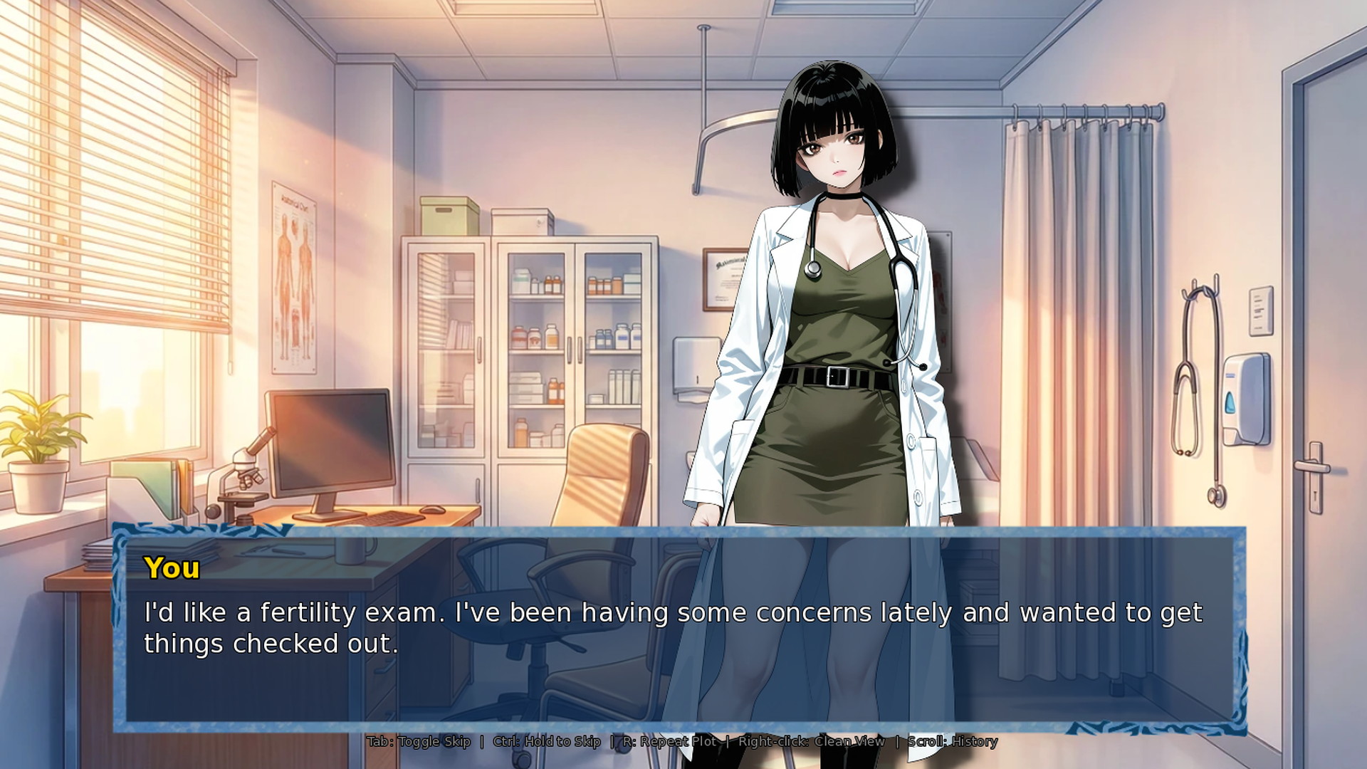 Akira speaking with a patient in her clinic