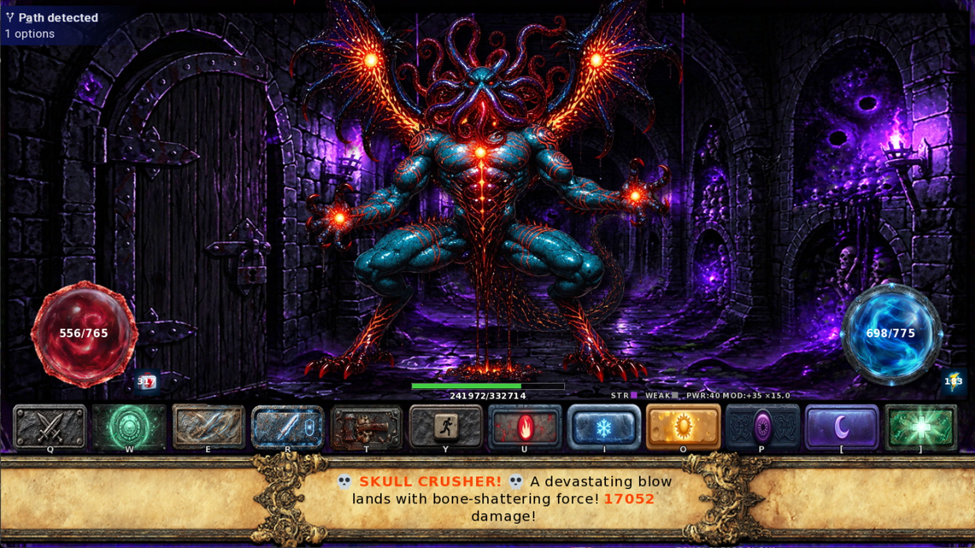 Battle against an eldritch boss