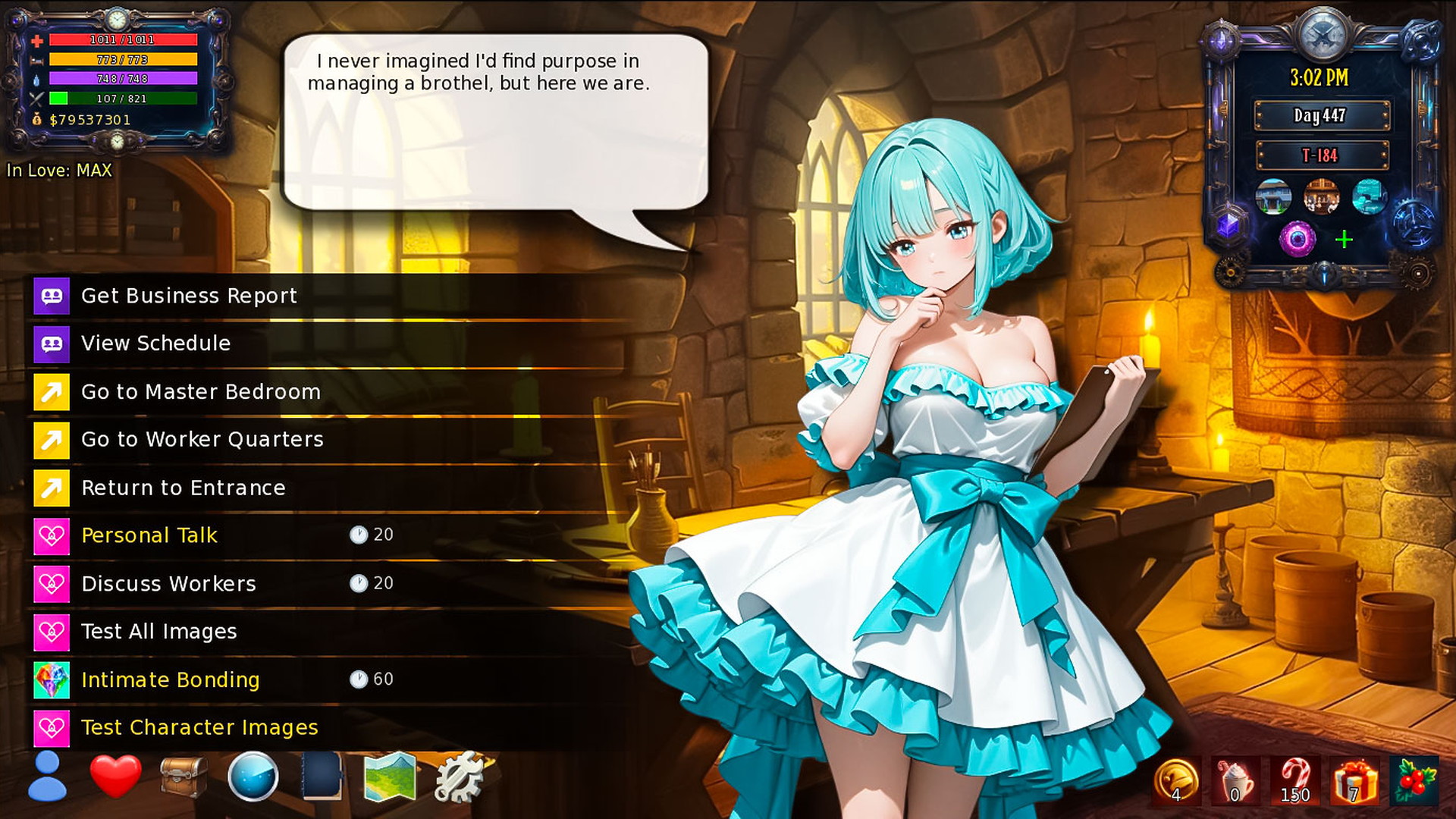 Elara managing a medieval business