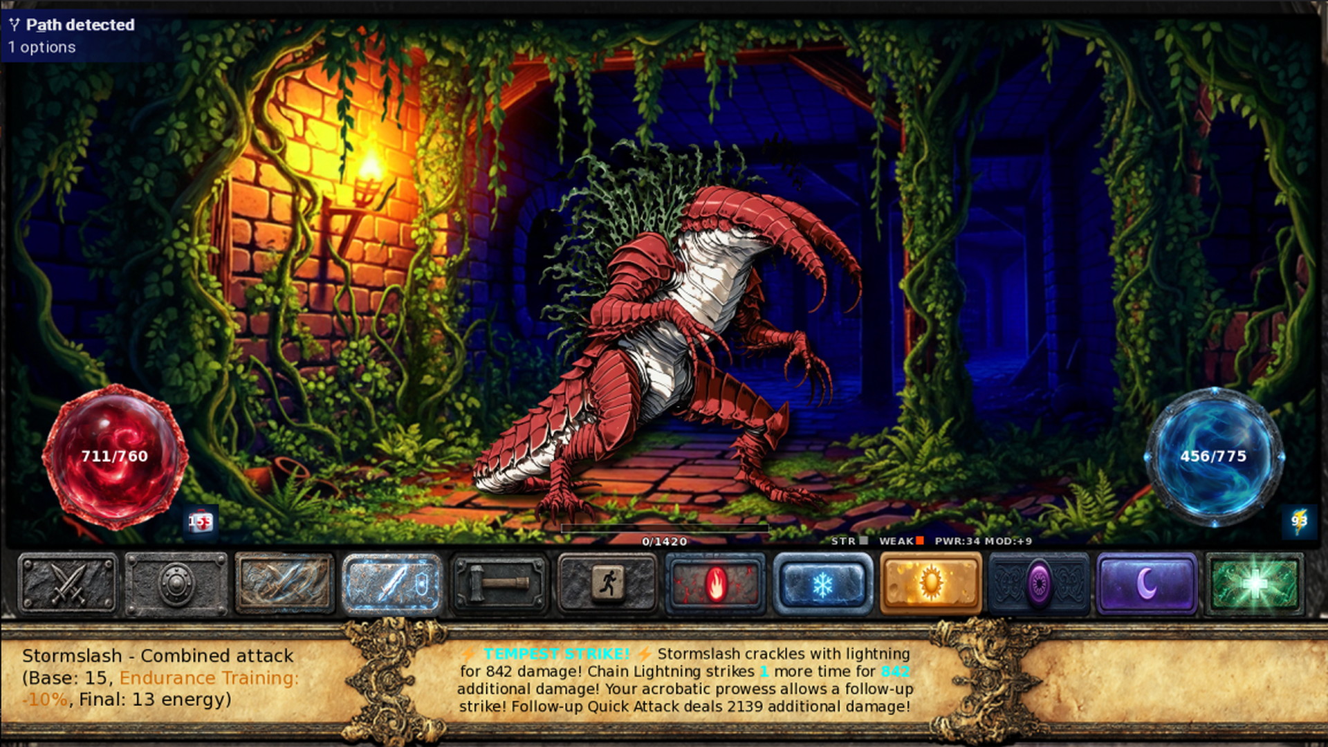Battle against a forest monster