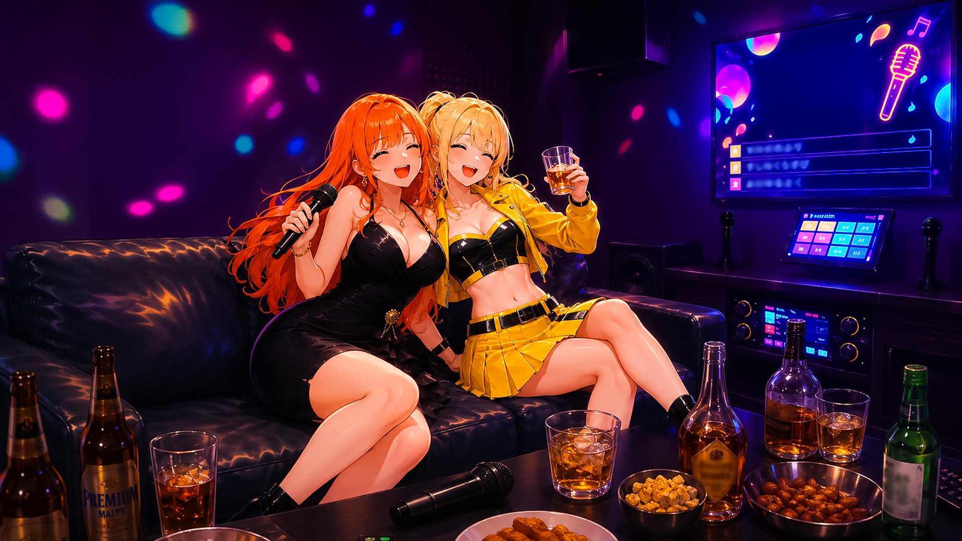 Friends having a KTV party