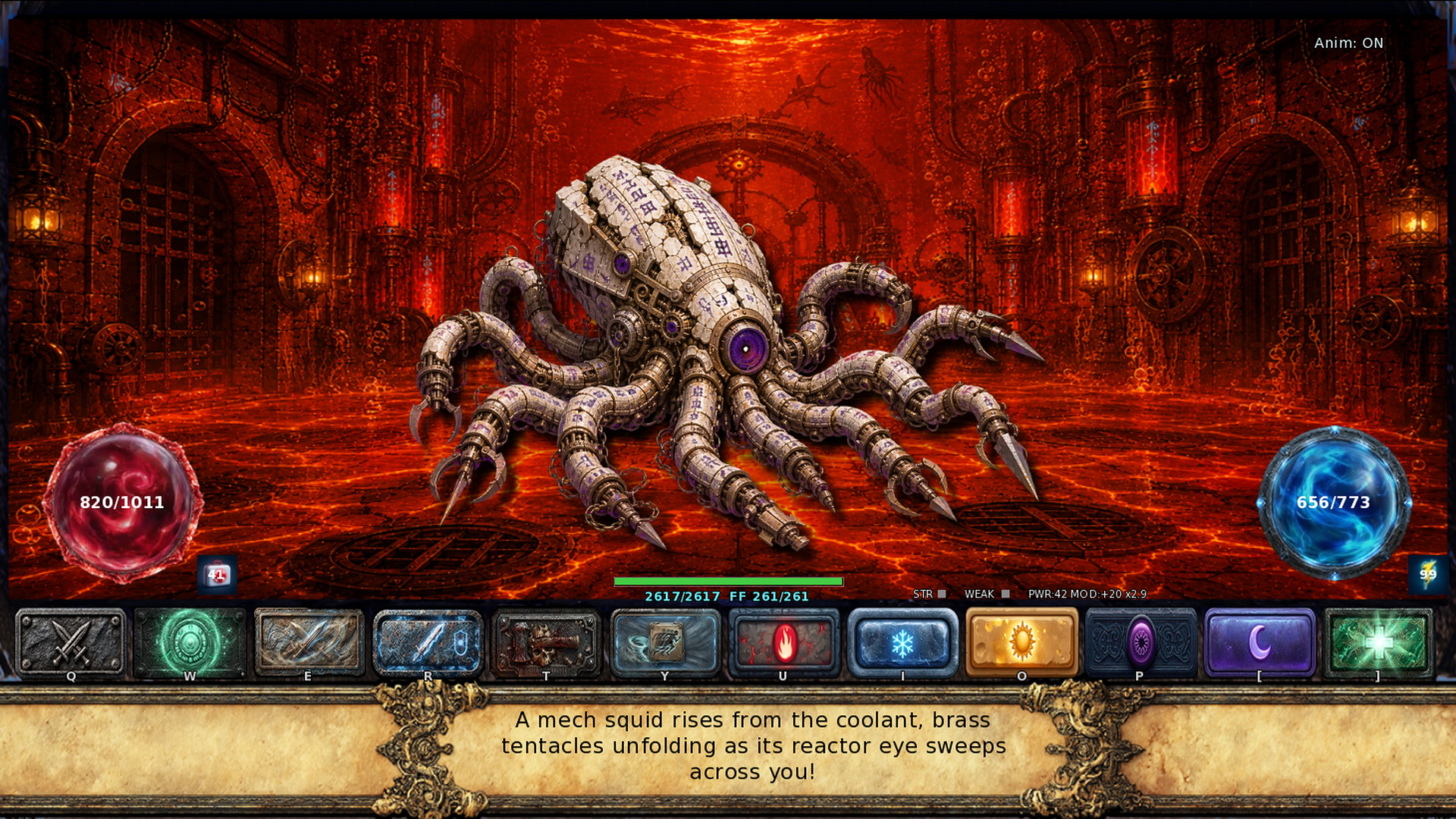 Battle against a mechanical squid