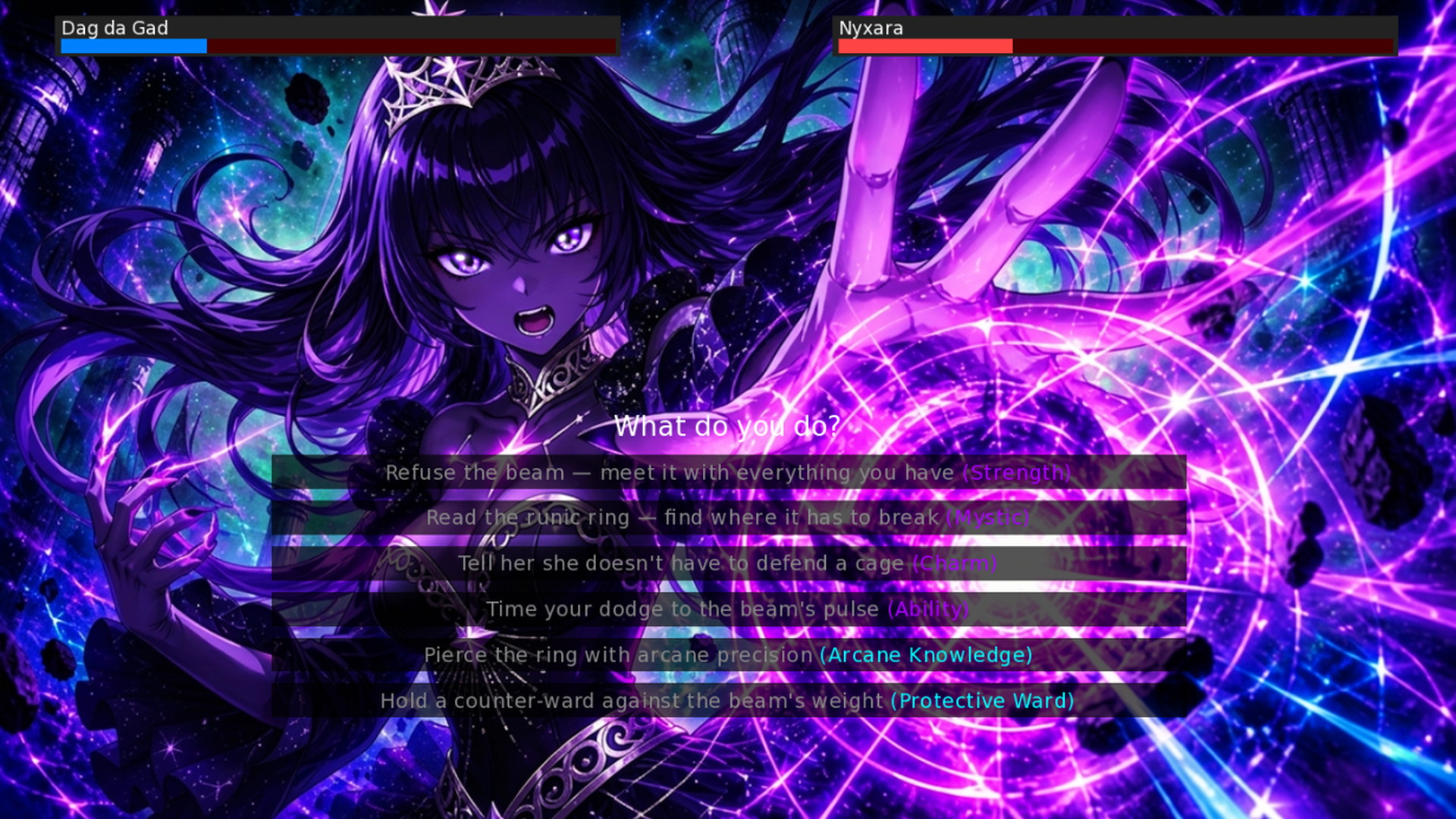 Nyxara using a beam attack