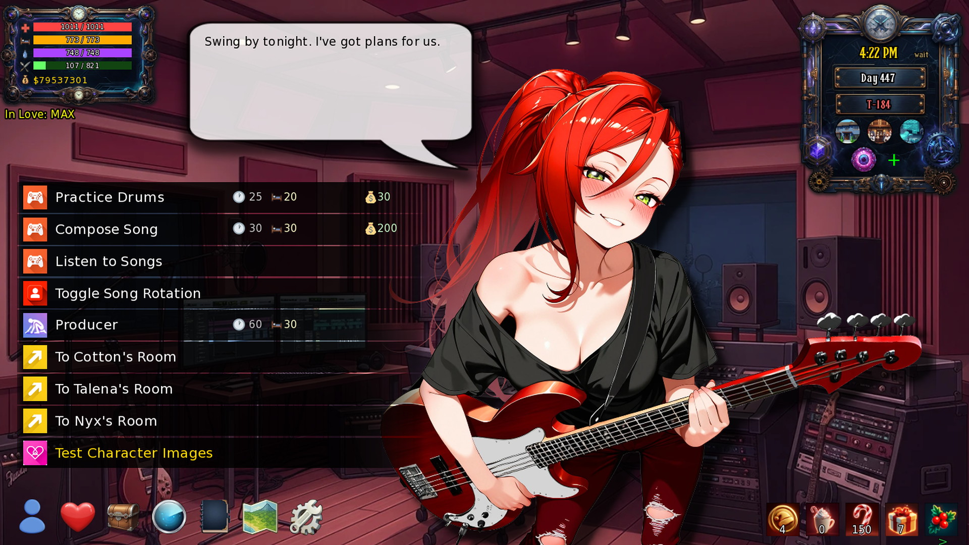 Talena practicing guitar