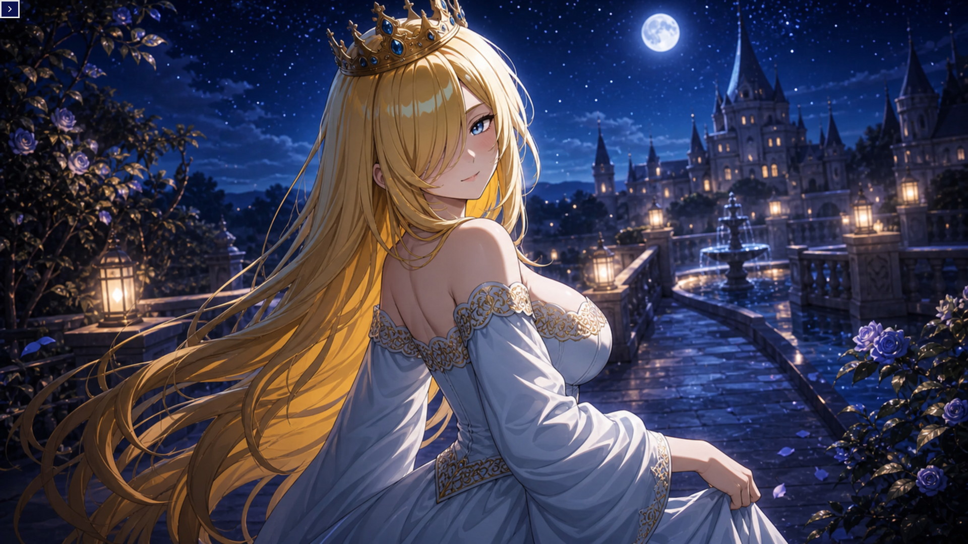 Vespa outside a moonlit castle