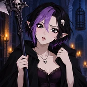 Morrie holding her scythe